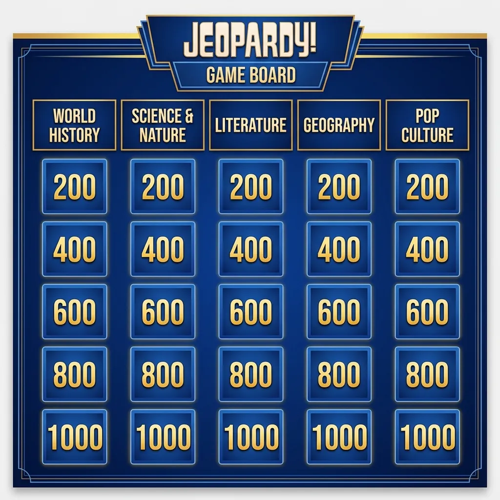 Creating question and answer slides inside a Jeopardy PowerPoint Template with interactive hyperlink navigation.